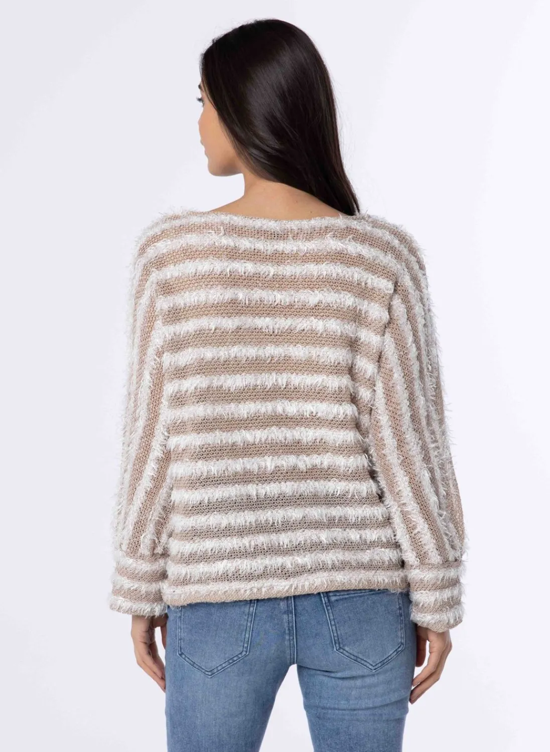 Beige Gestreepte Trui-Norah Clearance