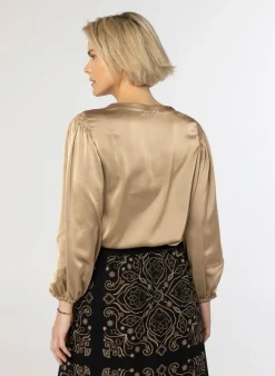 Bronzen Blouse Met Pofmouwen-Norah Discount