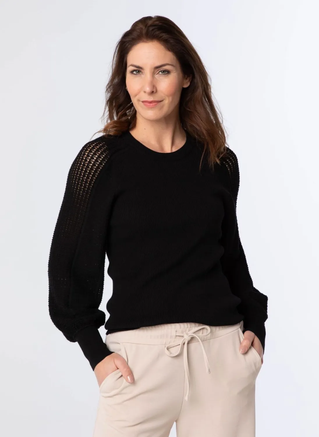 E Trui Met Gebreide Mouwen-Norah Discount