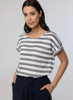 Gestreept Shirt Grijs-Norah Outlet