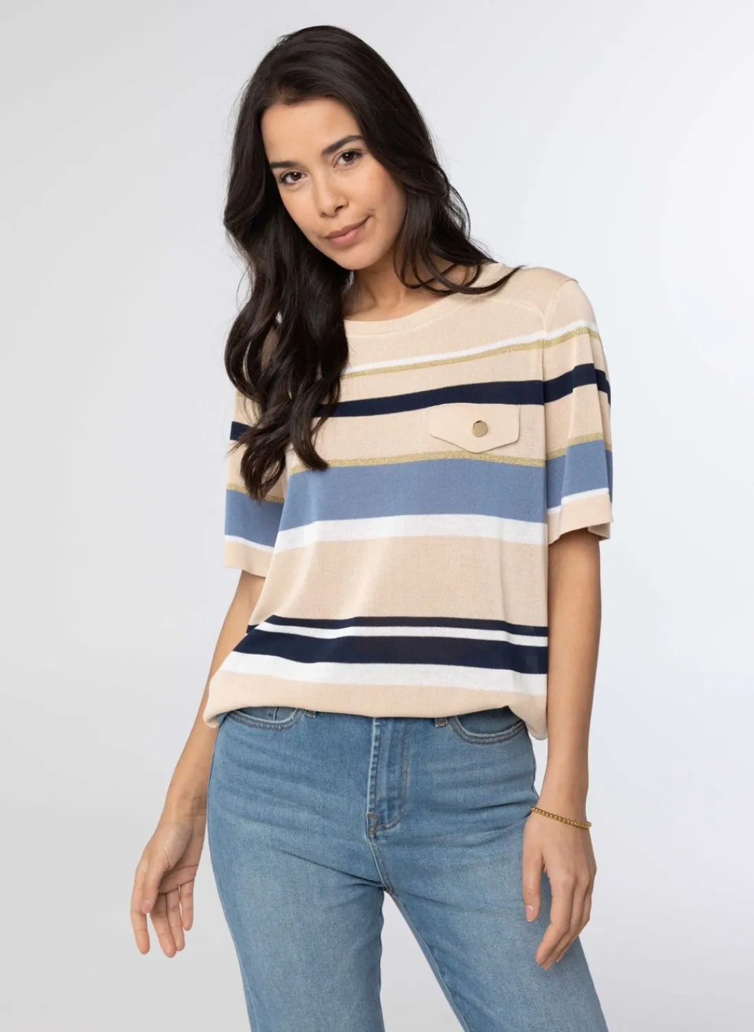 Gestreepte Trui Met Borstzak-Norah