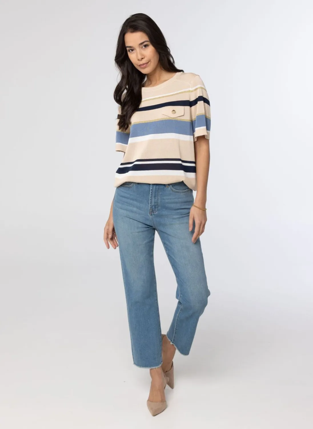 Gestreepte Trui Met Borstzak-Norah