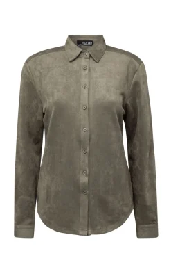 Grijze Blouse Van Suedine-Norah Clearance