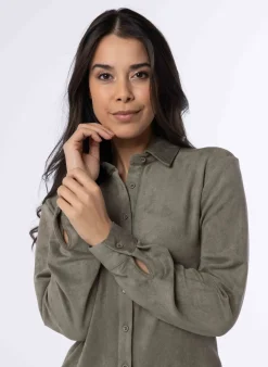 Grijze Blouse Van Suedine-Norah Clearance