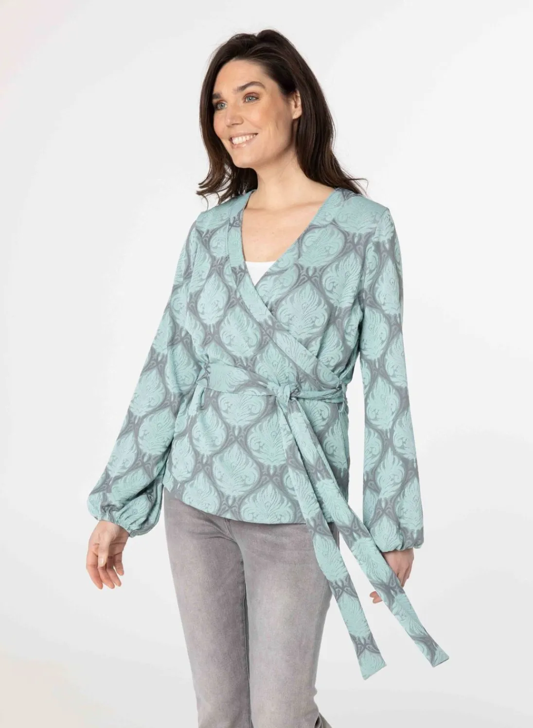 Groen Grijze Overslag Trui-Norah Hot