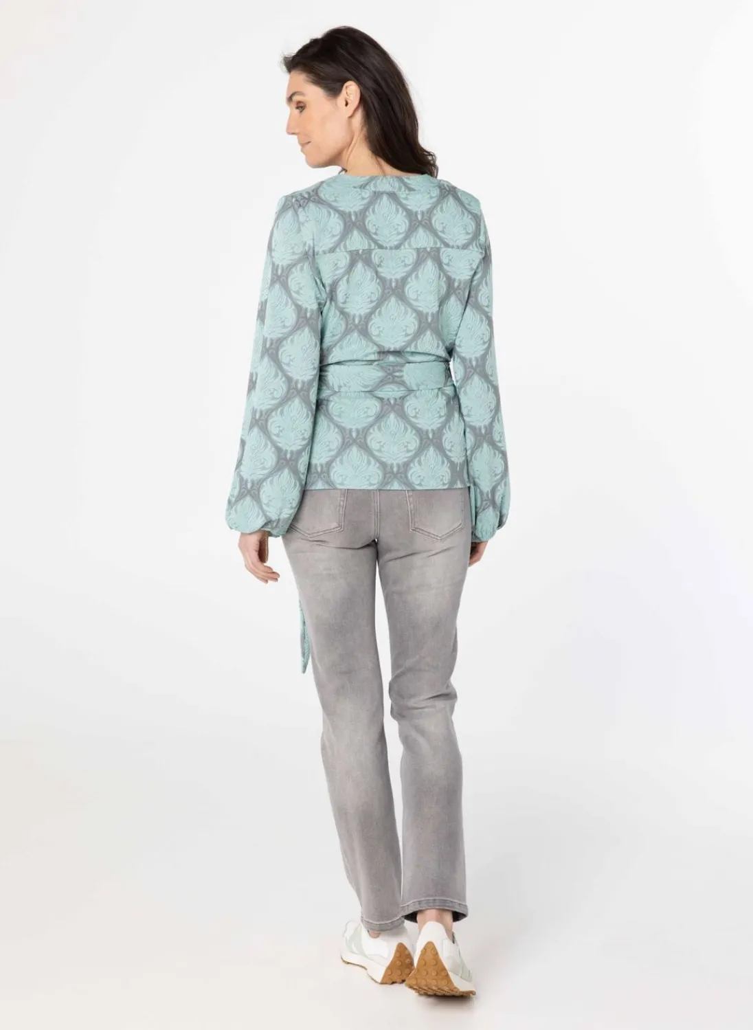 Groen Grijze Overslag Trui-Norah Hot