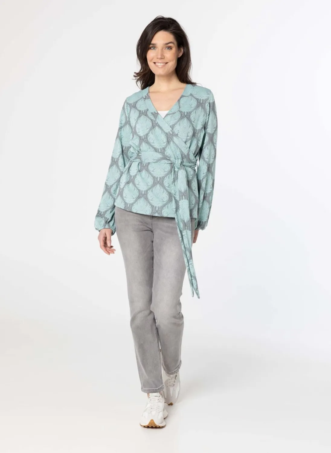 Groen Grijze Overslag Trui-Norah Hot