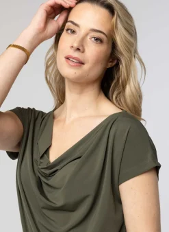 Leger Shirt Met Gedrapeerde Hals-Norah Outlet