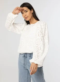 Off White Blouse Met Embroidery-Norah Discount