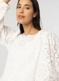 Off White Blouse Met Embroidery-Norah Discount