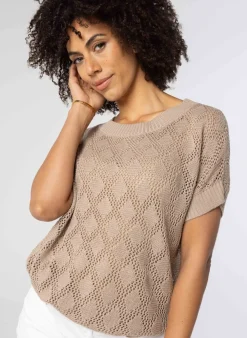 Opengewerkte Trui Zandkleur-Norah Online