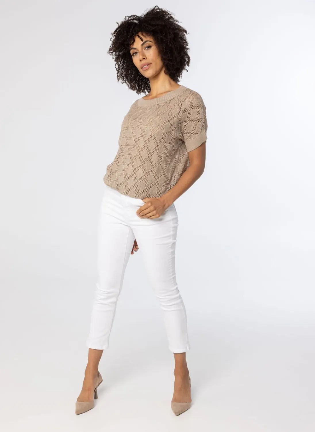 Opengewerkte Trui Zandkleur-Norah Online