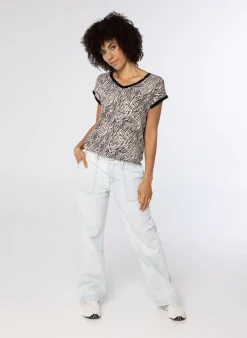 Zandkleurig Shirt Met Print-Norah Best